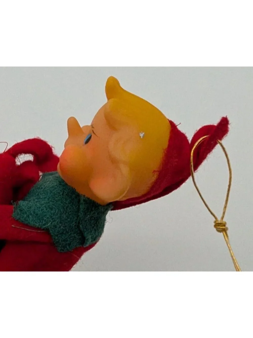 Vintage Japan Pixie Elf Knee Hugger Felt Ornament Christmas MCM 4.5